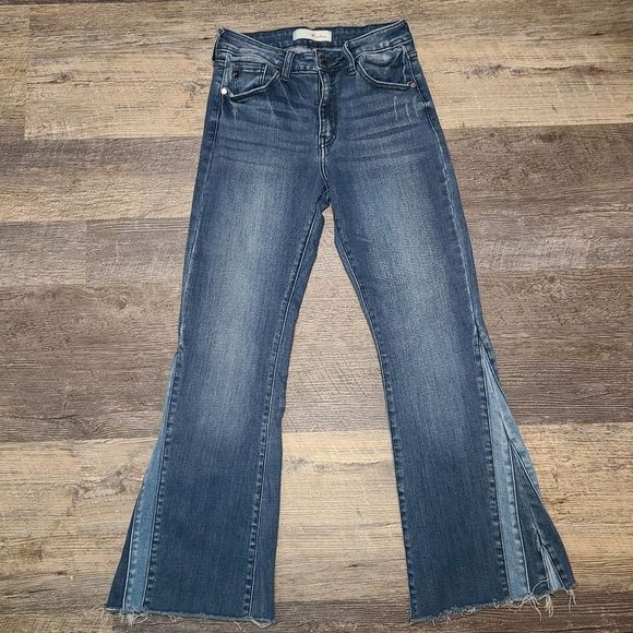 KanCan Denim - Kancan Two Tone Mid Rise Flare Leg Jeans
